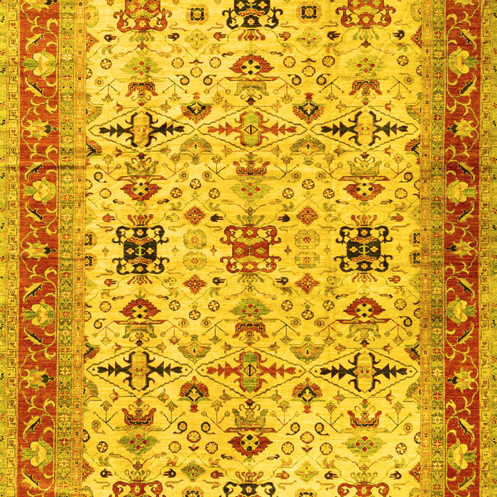 Machine Washable Oriental Yellow Traditional Rug, wshtr2943yw