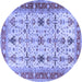 Round Machine Washable Oriental Blue Traditional Rug, wshtr2943blu