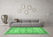 Machine Washable Oriental Emerald Green Traditional Area Rugs in a Living Room,, wshtr2943emgrn