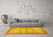 Machine Washable Oriental Yellow Traditional Rug in a Living Room, wshtr2943yw