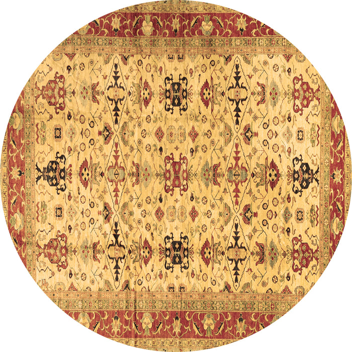 Round Oriental Brown Traditional Rug, tr2943brn