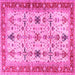 Square Oriental Pink Traditional Rug, tr2943pnk