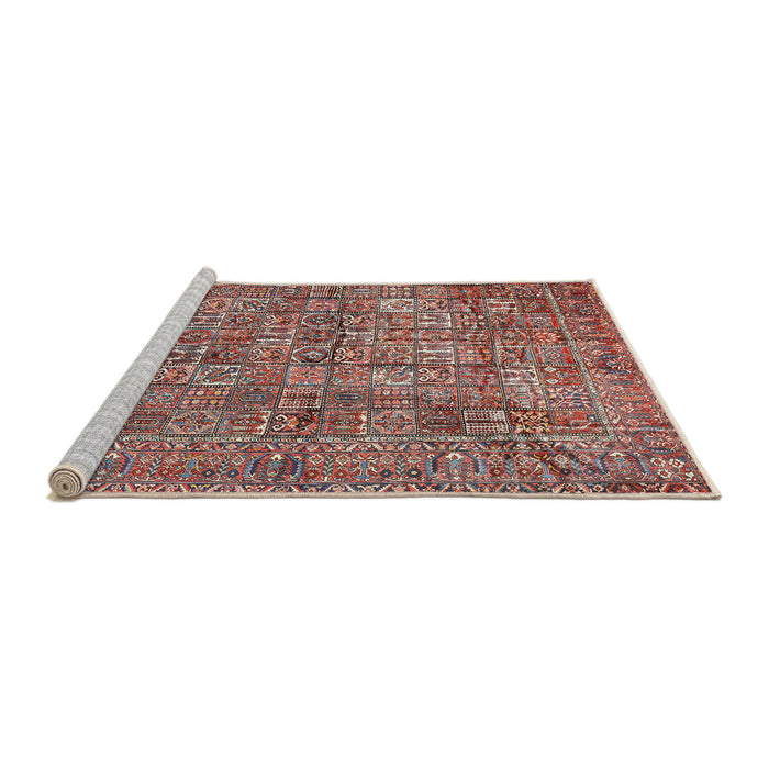 Sideview of Machine Washable Traditional Brown Red Rug, wshtr2944