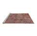 Sideview of Machine Washable Traditional Brown Red Rug, wshtr2944