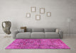 Machine Washable Persian Pink Traditional Rug in a Living Room, wshtr2944pnk