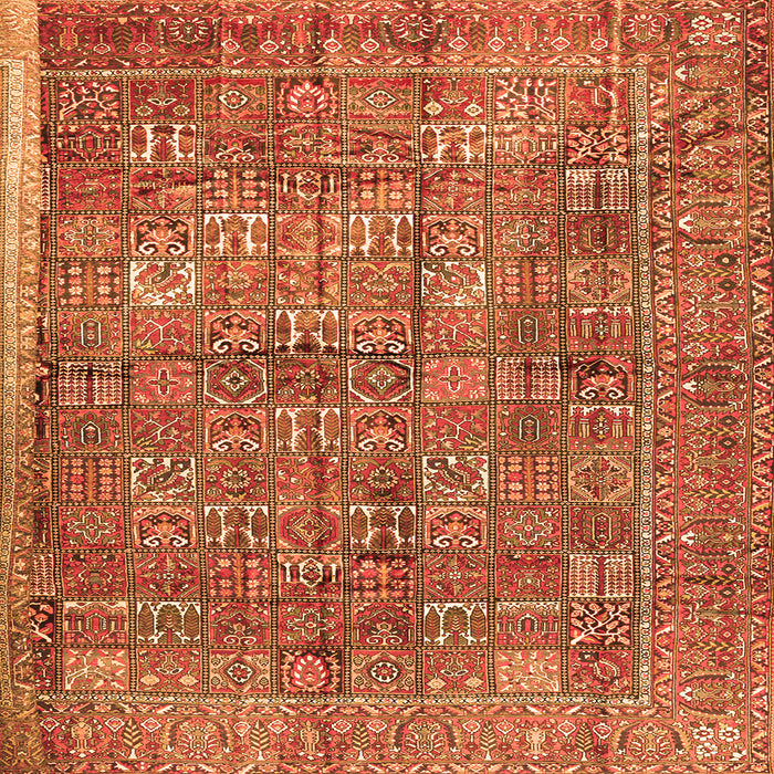 Round Machine Washable Persian Orange Traditional Area Rugs, wshtr2944org