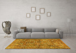 Machine Washable Persian Yellow Traditional Rug in a Living Room, wshtr2944yw