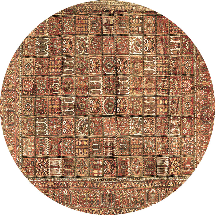 Round Persian Brown Traditional Rug, tr2944brn