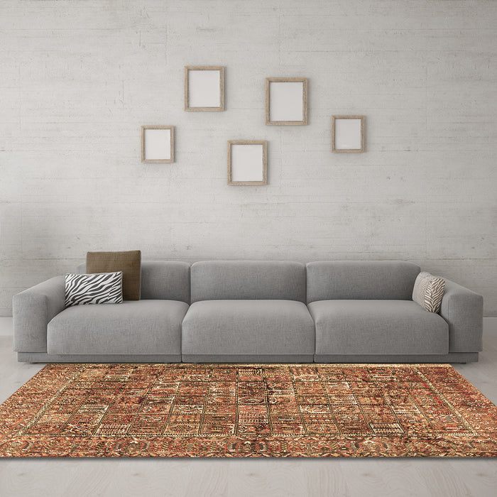 Machine Washable Persian Brown Traditional Rug in a Living Room,, wshtr2944brn