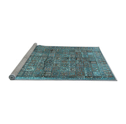 Sideview of Machine Washable Persian Light Blue Traditional Rug, wshtr2944lblu