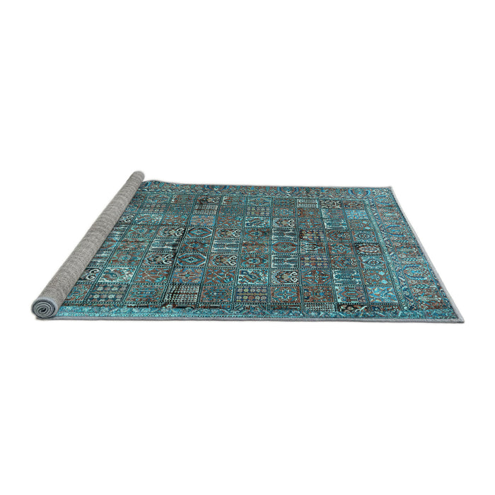 Sideview of Machine Washable Persian Light Blue Traditional Rug, wshtr2944lblu