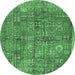 Round Persian Emerald Green Traditional Rug, tr2944emgrn