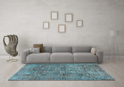 Machine Washable Persian Light Blue Traditional Rug in a Living Room, wshtr2944lblu