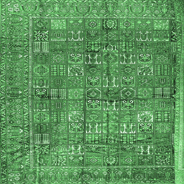 Square Machine Washable Persian Emerald Green Traditional Area Rugs, wshtr2944emgrn