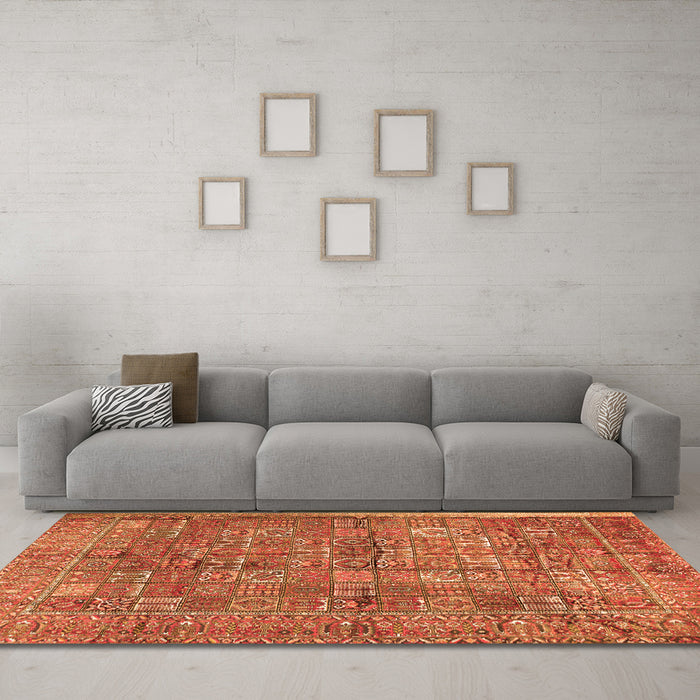Machine Washable Persian Orange Traditional Area Rugs in a Living Room, wshtr2944org