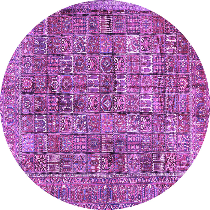 Round Machine Washable Persian Purple Traditional Area Rugs, wshtr2944pur