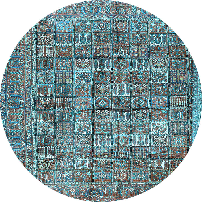 Round Machine Washable Persian Light Blue Traditional Rug, wshtr2944lblu