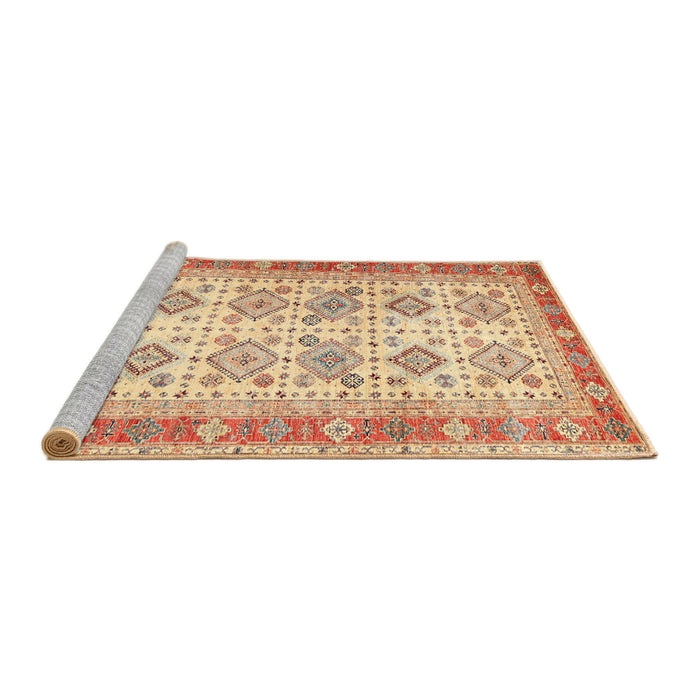 Sideview of Machine Washable Traditional Orange Rug, wshtr2945