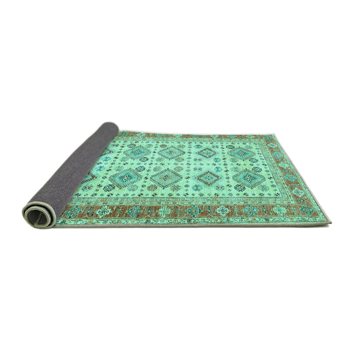 Sideview of Oriental Turquoise Traditional Rug, tr2945turq
