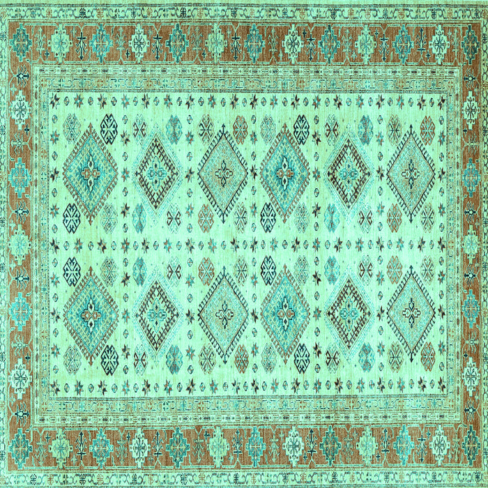 Square Machine Washable Oriental Turquoise Traditional Area Rugs, wshtr2945turq