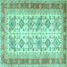 Square Oriental Turquoise Traditional Rug, tr2945turq