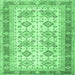 Square Machine Washable Oriental Emerald Green Traditional Area Rugs, wshtr2945emgrn