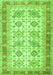 Serging Thickness of Machine Washable Oriental Green Traditional Area Rugs, wshtr2945grn