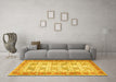 Machine Washable Oriental Yellow Traditional Rug in a Living Room, wshtr2945yw