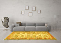 Machine Washable Oriental Yellow Traditional Rug, wshtr2945yw