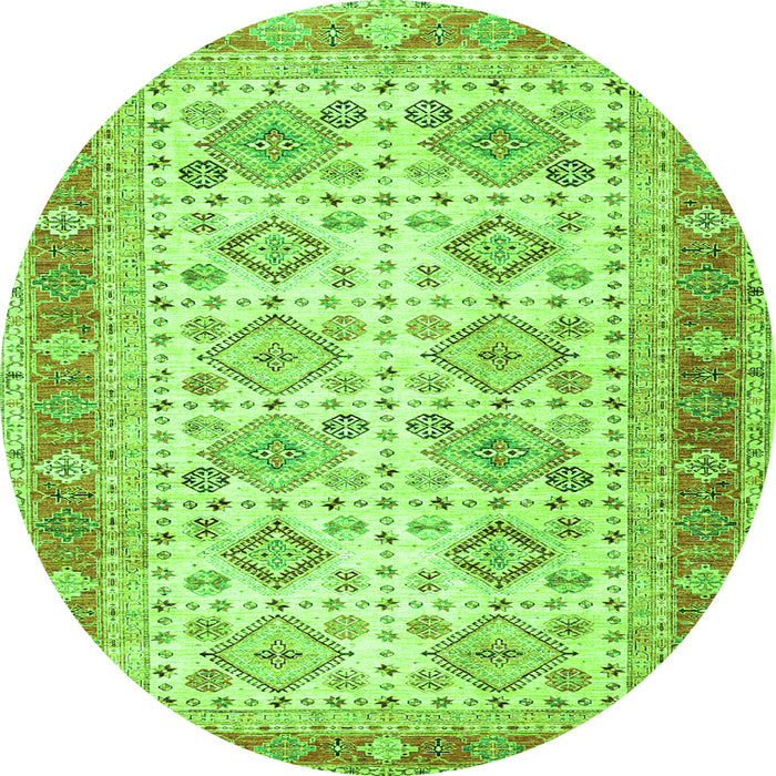 Square Oriental Green Traditional Rug, tr2945grn