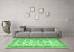 Machine Washable Oriental Emerald Green Traditional Area Rugs in a Living Room,, wshtr2945emgrn