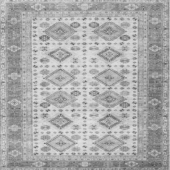 Round Machine Washable Oriental Gray Traditional Rug, wshtr2945gry