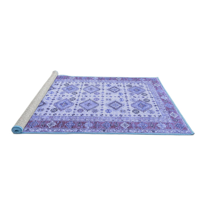 Sideview of Machine Washable Oriental Blue Traditional Rug, wshtr2945blu