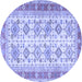 Round Machine Washable Oriental Blue Traditional Rug, wshtr2945blu