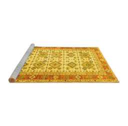 Sideview of Machine Washable Oriental Yellow Traditional Rug, wshtr2945yw