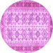 Round Oriental Purple Traditional Rug, tr2945pur