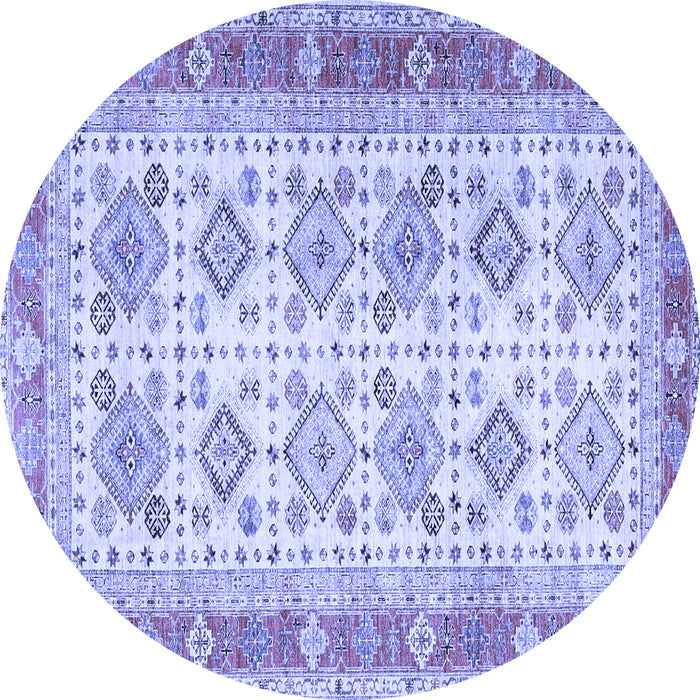Round Oriental Blue Traditional Rug, tr2945blu