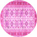 Round Oriental Pink Traditional Rug, tr2945pnk