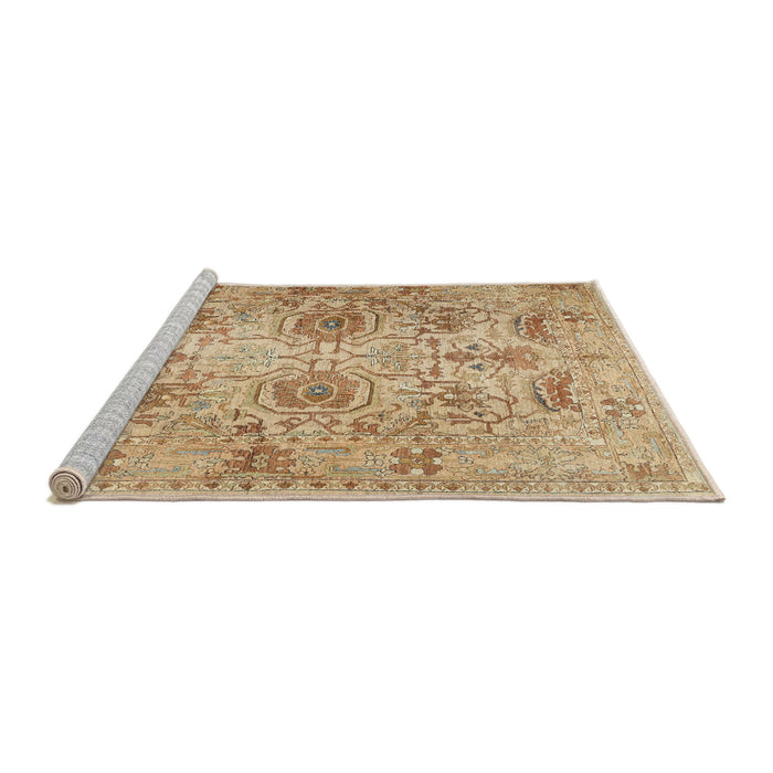 Sideview of Machine Washable Traditional Chocolate Brown Rug, wshtr2946