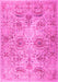 Machine Washable Persian Pink Traditional Rug, wshtr2946pnk