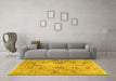 Machine Washable Persian Yellow Traditional Rug in a Living Room, wshtr2946yw