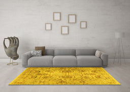 Machine Washable Persian Yellow Traditional Rug in a Living Room, wshtr2946yw