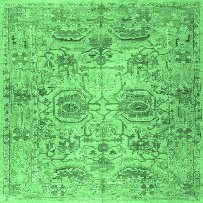 Square Persian Emerald Green Traditional Rug, tr2946emgrn