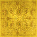 Square Machine Washable Persian Yellow Traditional Rug, wshtr2946yw