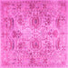 Square Machine Washable Persian Pink Traditional Rug, wshtr2946pnk