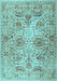 Machine Washable Persian Light Blue Traditional Rug, wshtr2946lblu