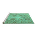 Sideview of Machine Washable Persian Turquoise Traditional Area Rugs, wshtr2946turq