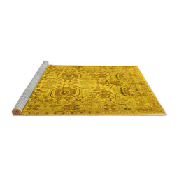 Sideview of Machine Washable Persian Yellow Traditional Rug, wshtr2946yw