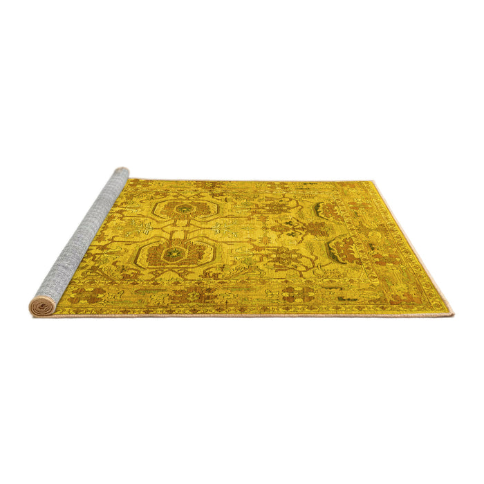 Sideview of Machine Washable Persian Yellow Traditional Rug, wshtr2946yw