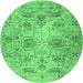 Round Persian Emerald Green Traditional Rug, tr2946emgrn